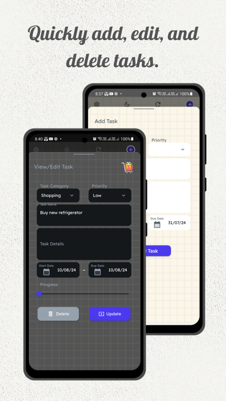 Task Mate add and edit tasks